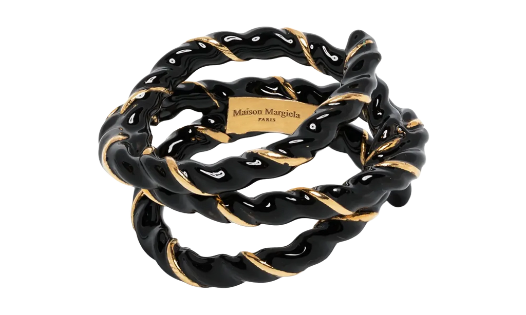 GOLD PLATED TWISTED RING "Black / Gold" SM1UQ0108P6477967