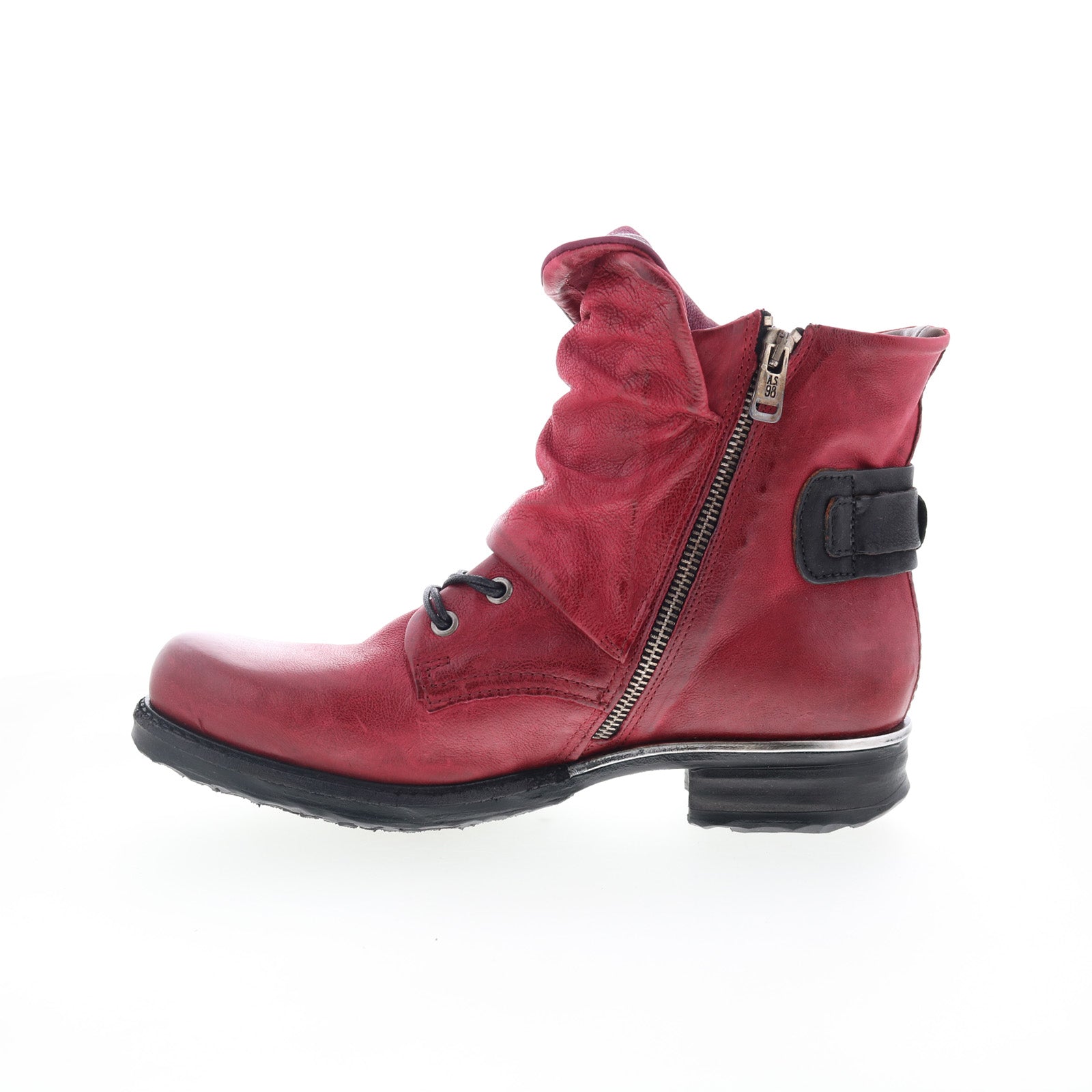 Simon 717204-401-0011 Womens Red Leather Lace Up Casual Dress Boots