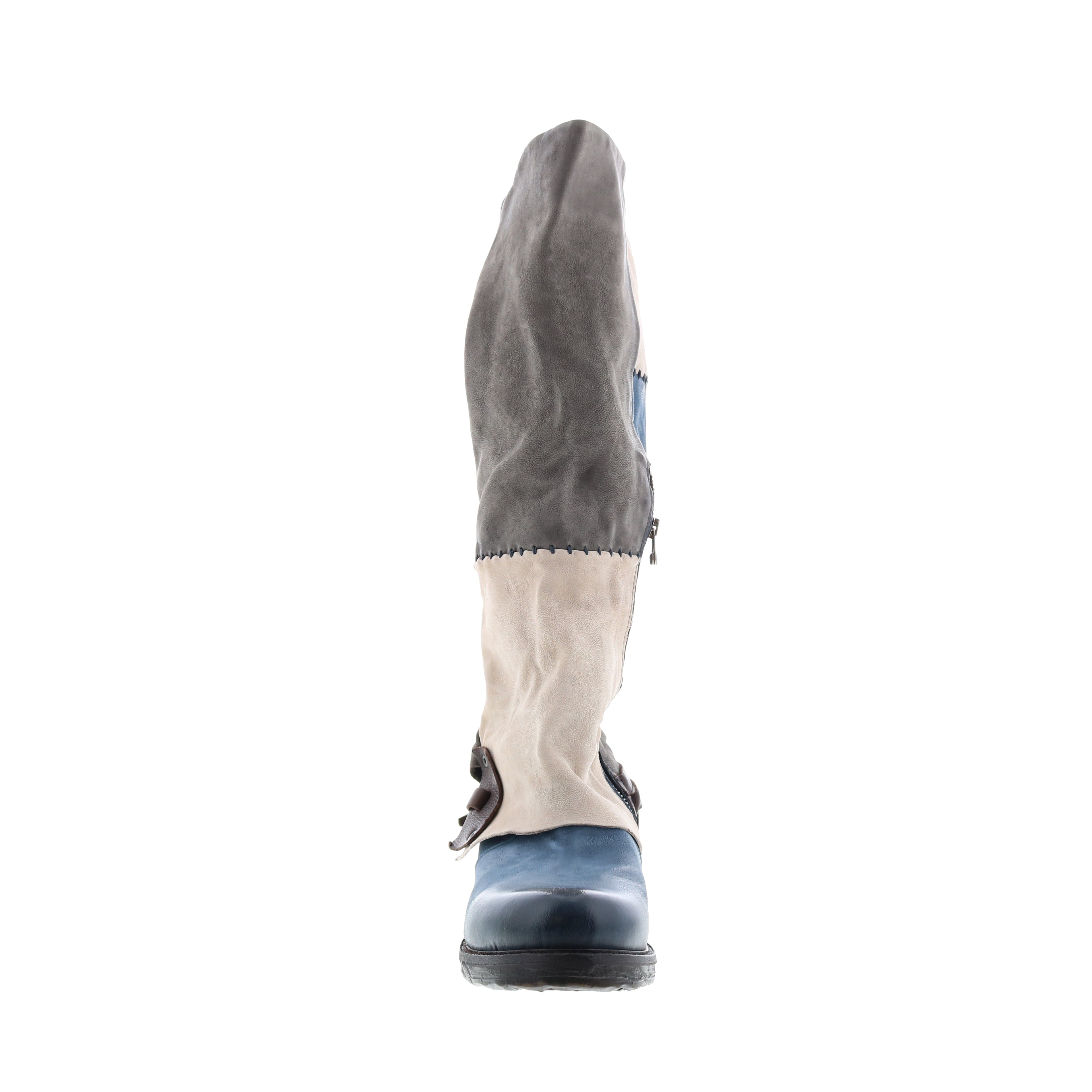 Salvador 717342-401 Womens Blue Leather Hook & Loop Knee High Boots