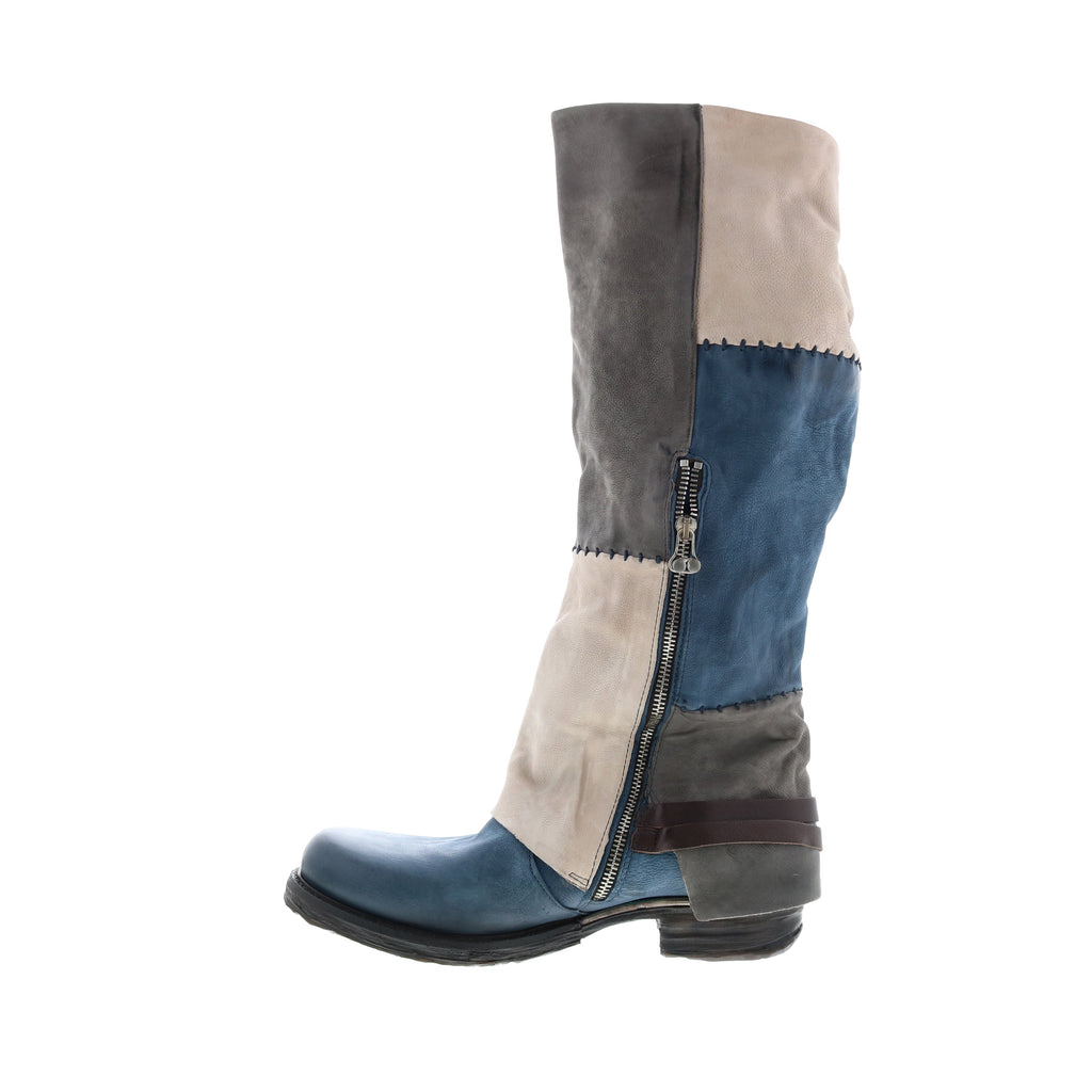 Salvador 717342-401 Womens Blue Leather Hook & Loop Knee High Boots