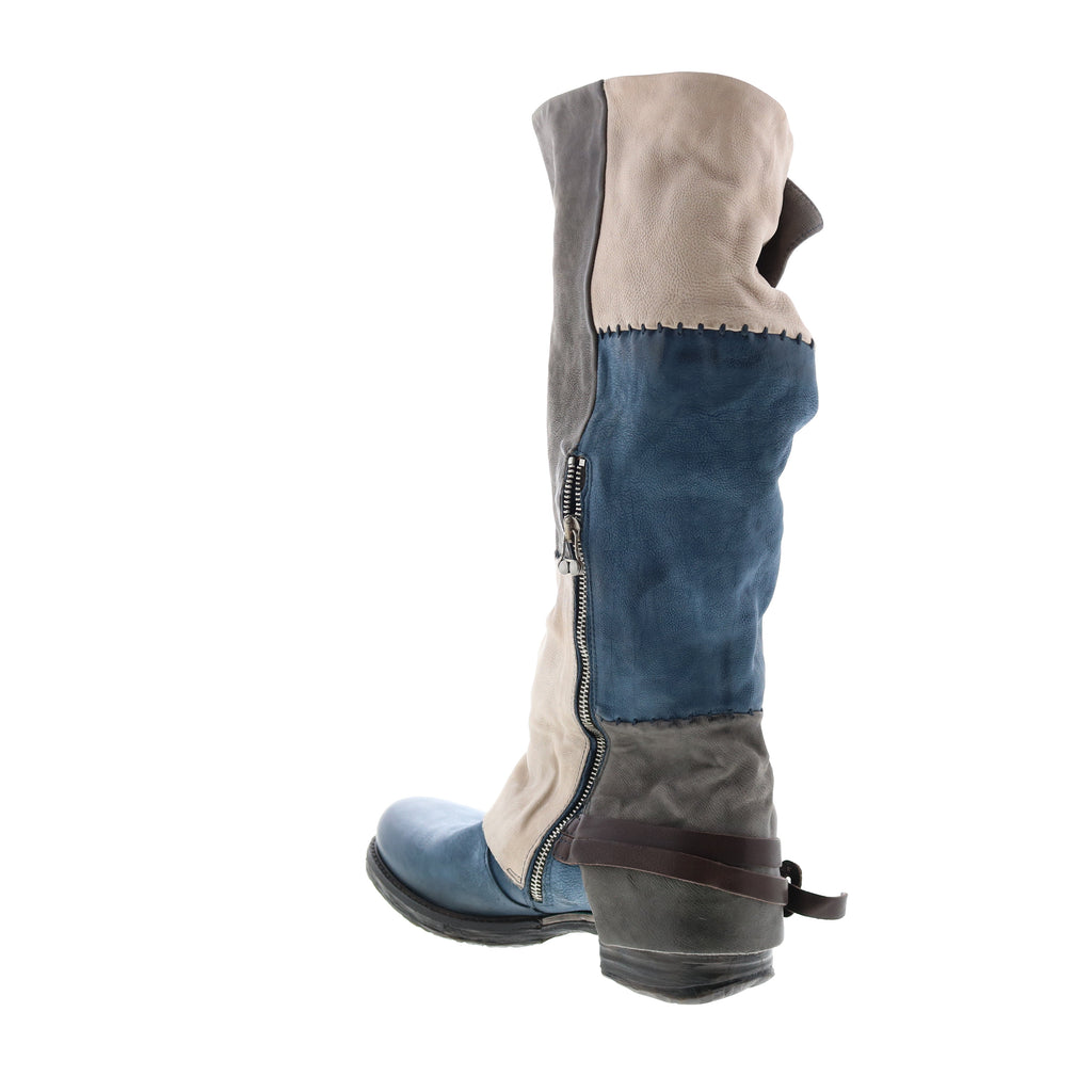 Salvador 717342-401 Womens Blue Leather Hook & Loop Knee High Boots