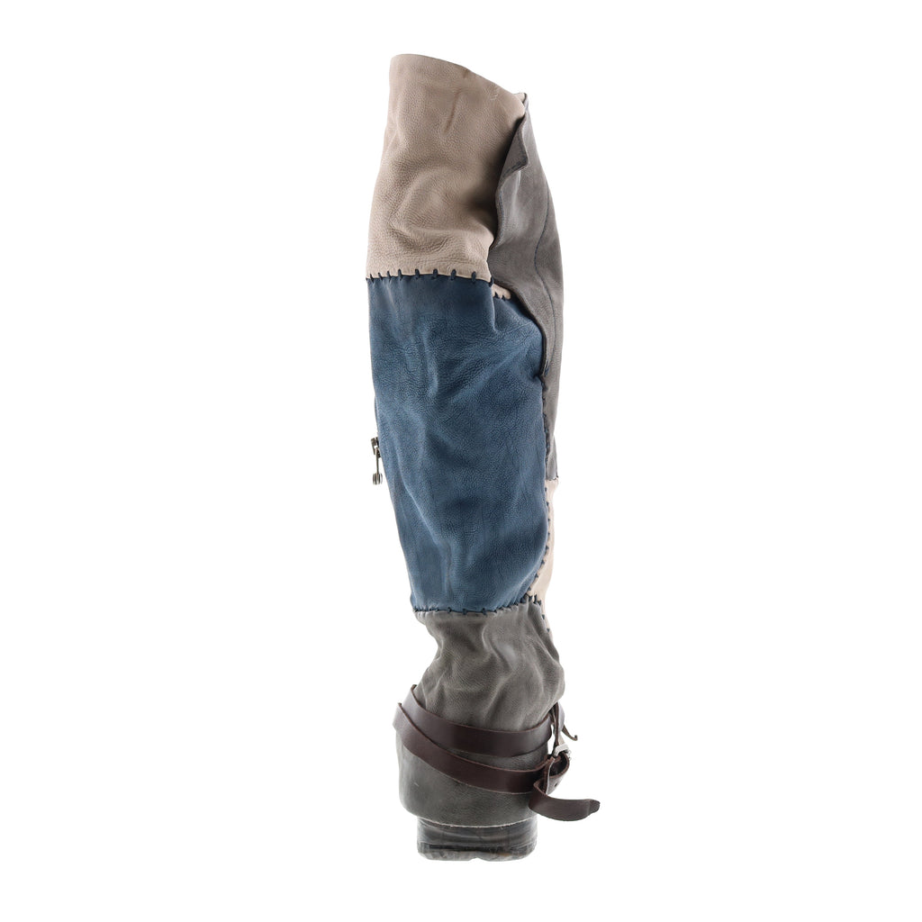 Salvador 717342-401 Womens Blue Leather Hook & Loop Knee High Boots
