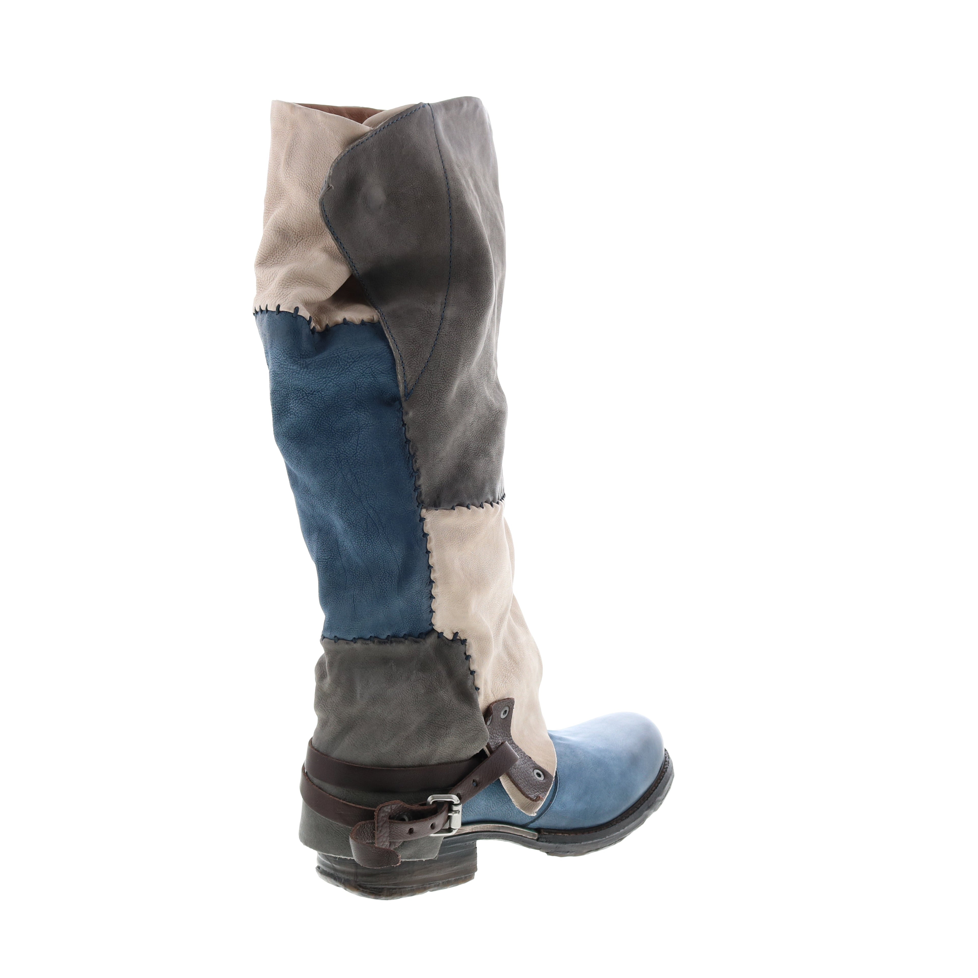 Salvador 717342-401 Womens Blue Leather Hook & Loop Knee High Boots