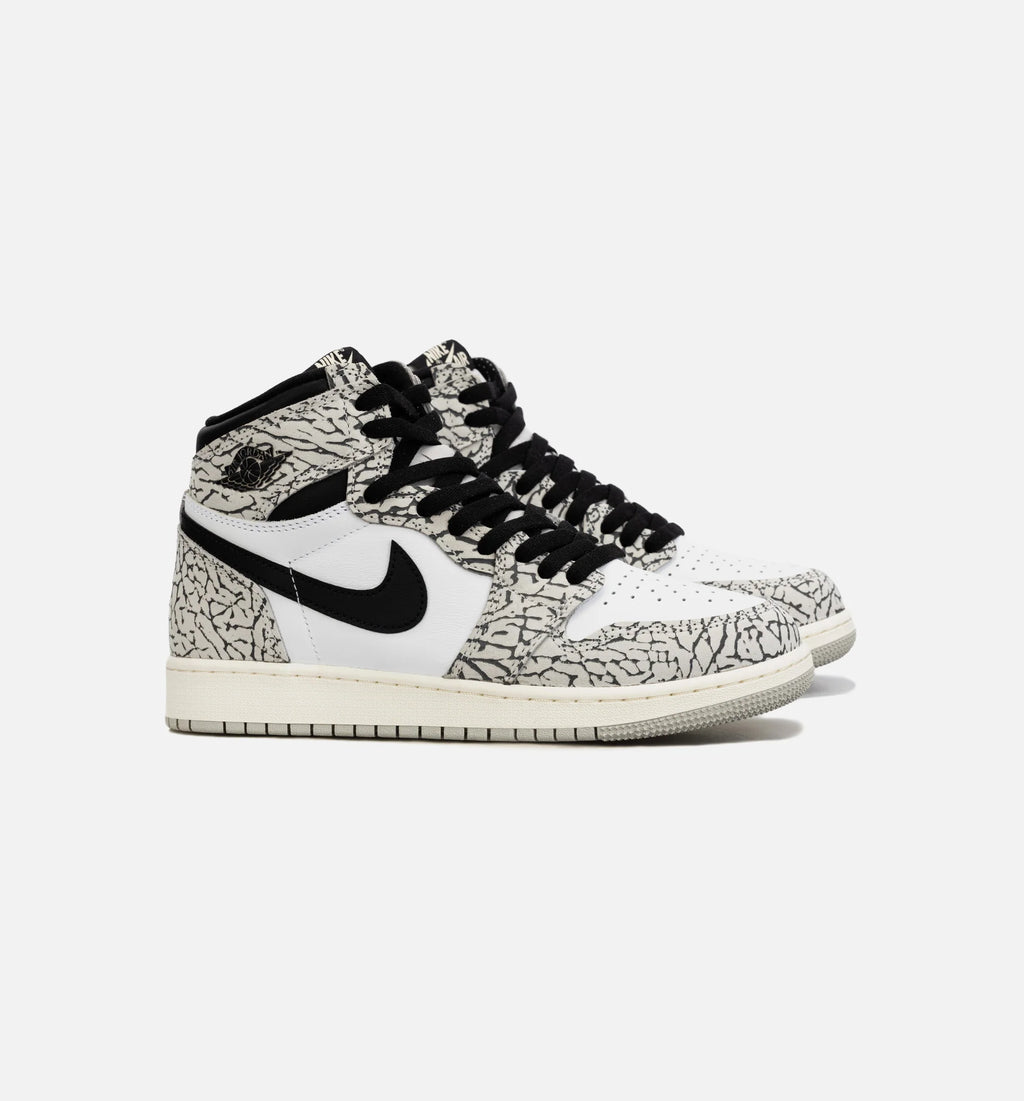 Air Jordan 1 Retro White Cement Grade School Lifestyle Shoe White Grey