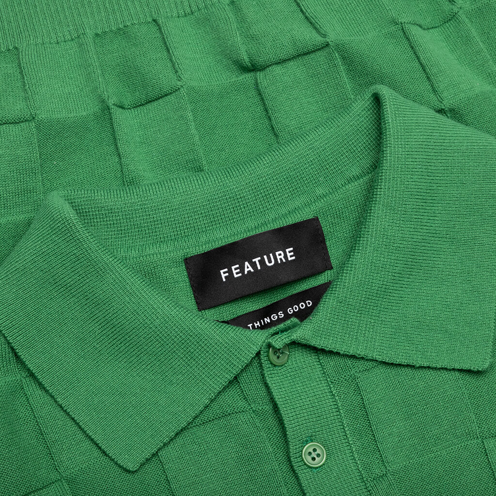 Palmer Checked L S Sweater Polo Augusta Green