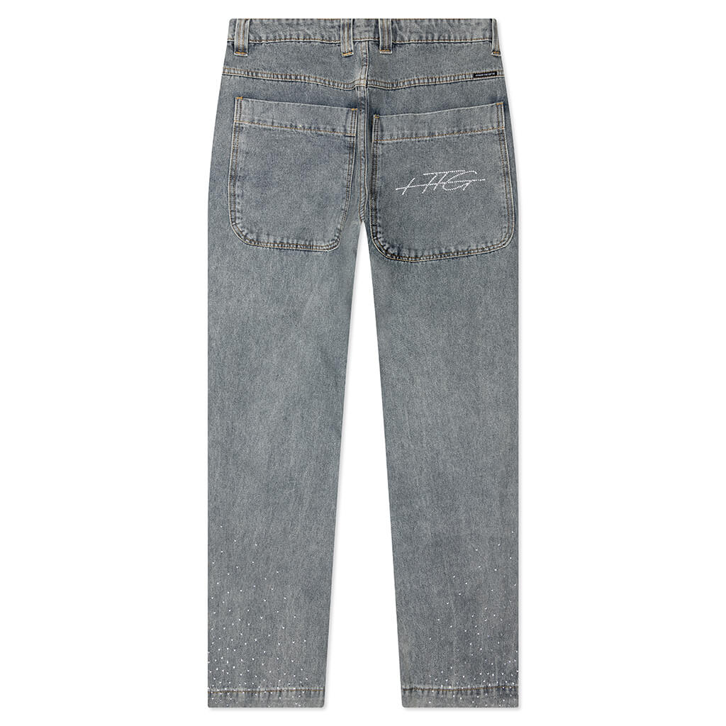 Rhinestone Wide Leg Pant Indigo