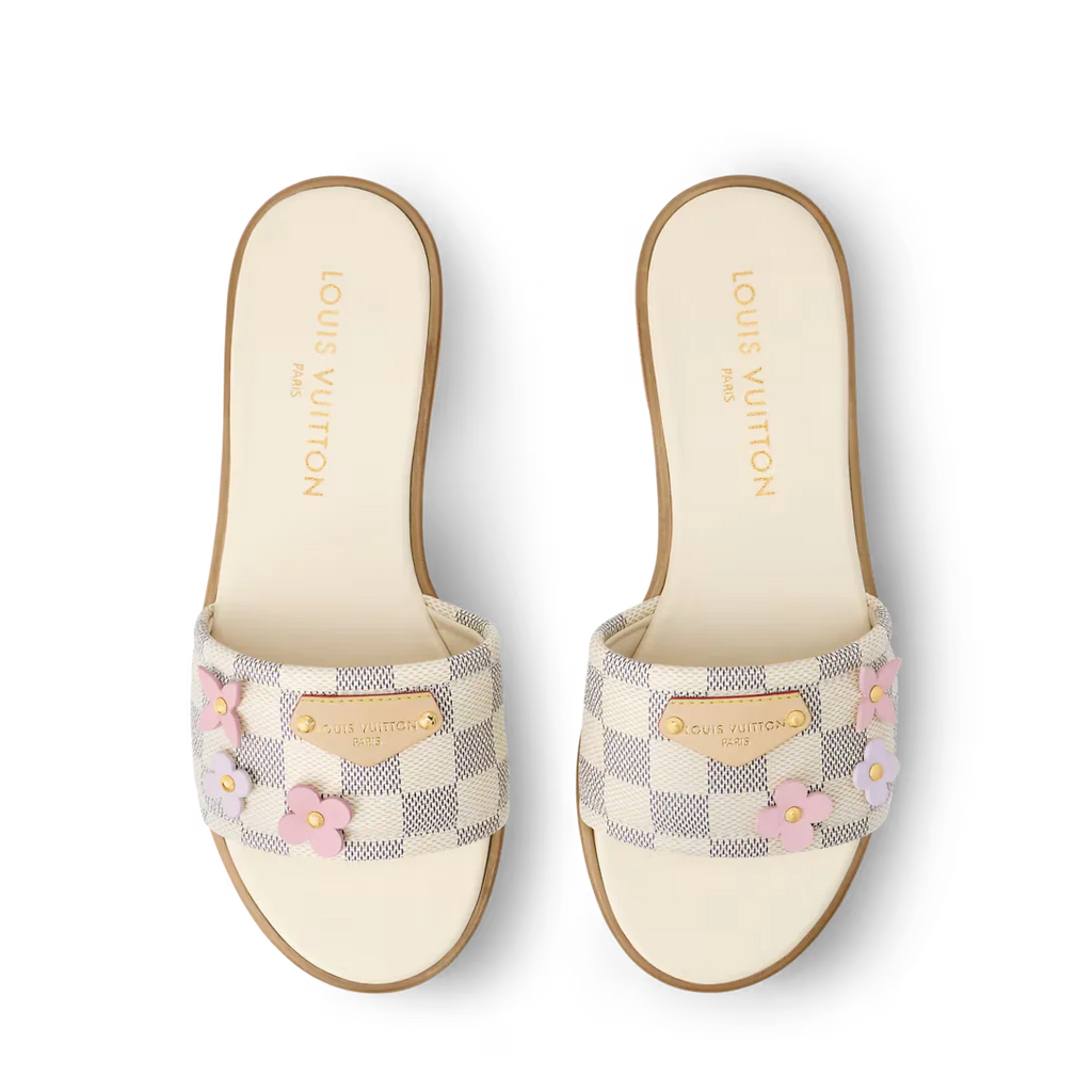 LV Lily Flat Mule Beige Damier Azur Canvas