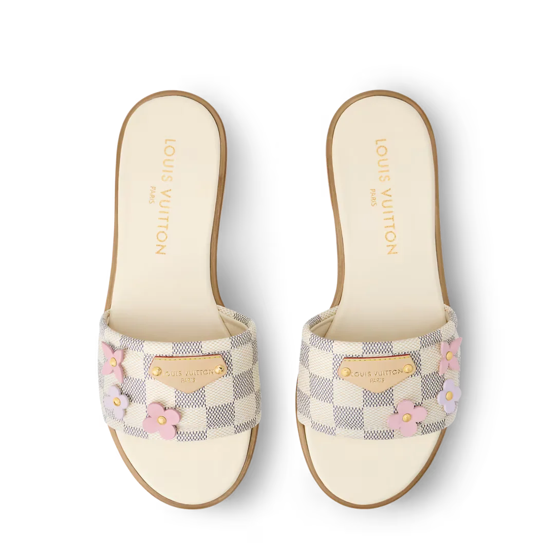 LV Lily Flat Mule Beige Damier Azur Canvas