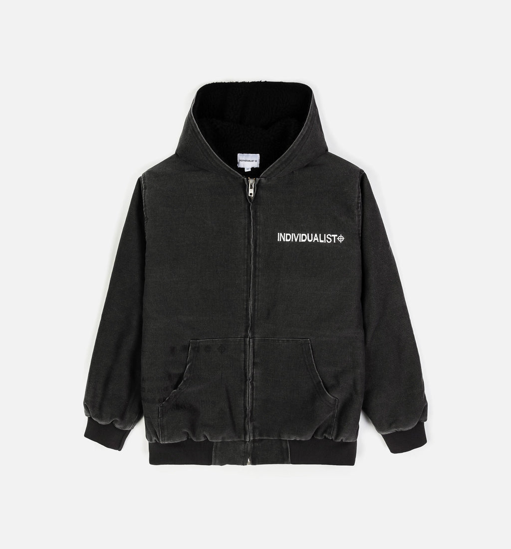 Canvas Work Zip Up Mens Jacket Black