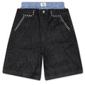 Script Logo Boxer Denim Shorts Dark Blue