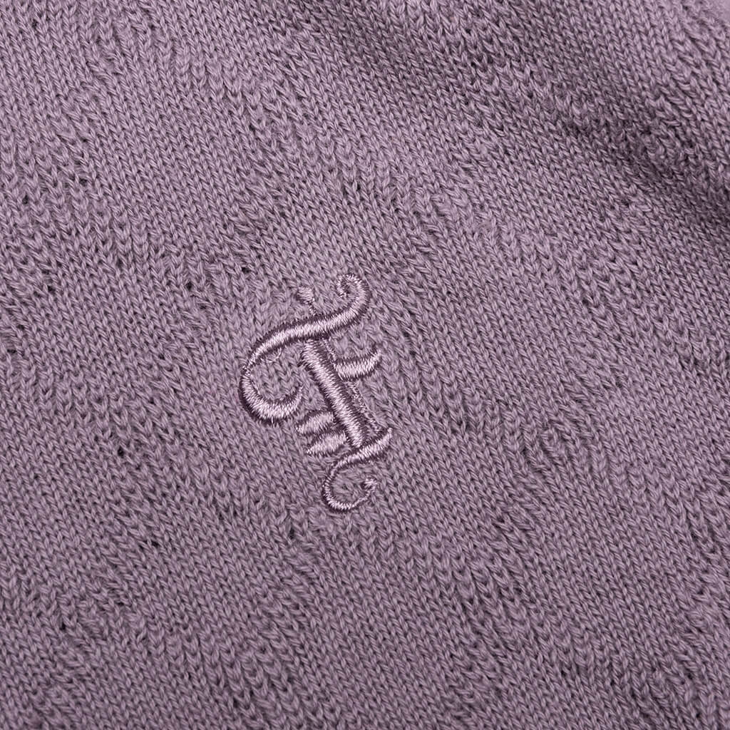 Hogan Pointelle Raglan Sleeve Sweater Polo Mauve