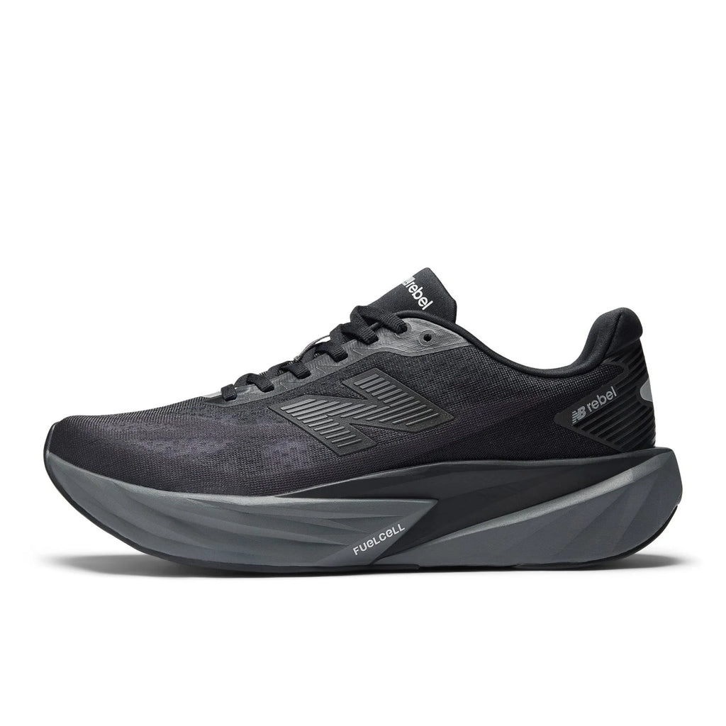 Men's FuelCell Rebel v5 in Black with Castlerock and Silver Metallic