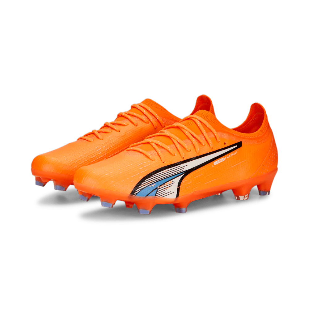 PUMA Ultra Ultimate FG AG Firm Ground Soccer Cleats Ultra Orange White Blue Glimmer