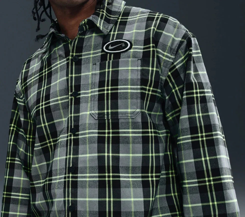Nike SB Eric Koston Flannel Long Sleeve Button Up Dark Grey