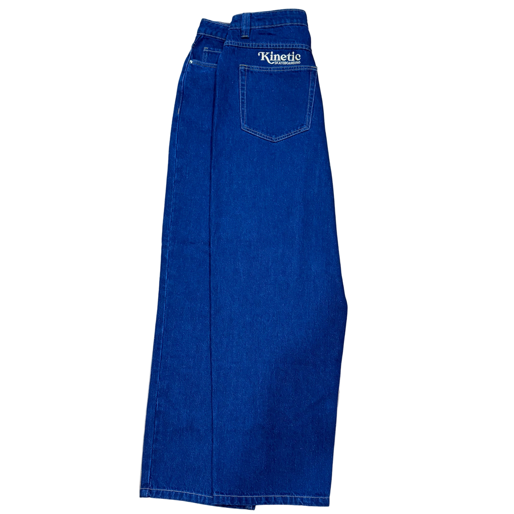 Kinetic Embroidered Baggy Denim Pants Deep Denim Blue
