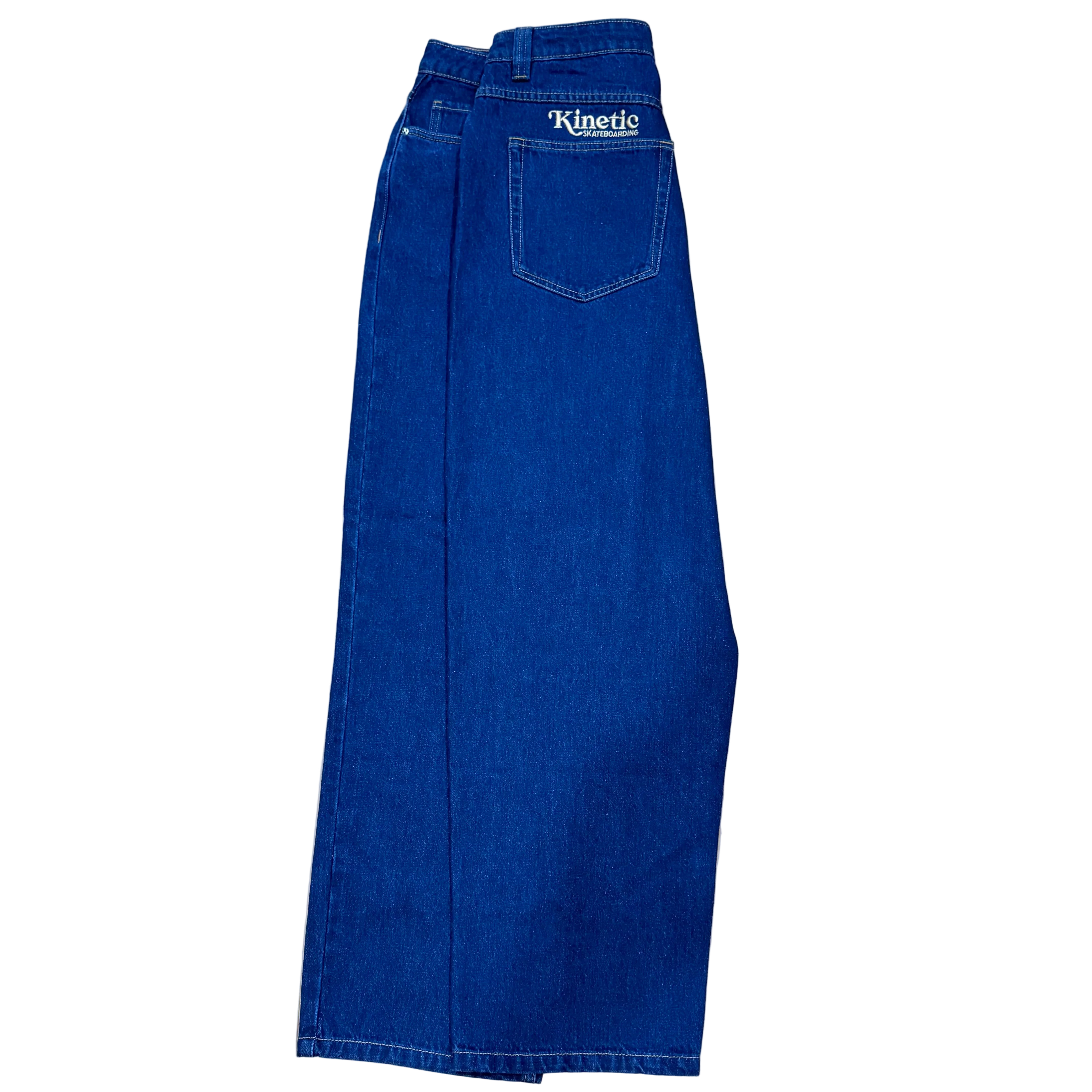 Kinetic Embroidered Baggy Denim Pants Deep Denim Blue