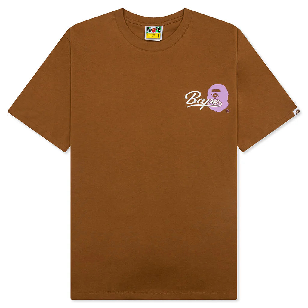Cursive College Logo Relaxed Fit Tee Brown