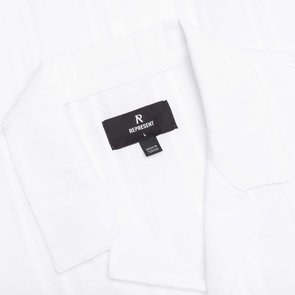 Embroidered Bowling Shirt Antique White