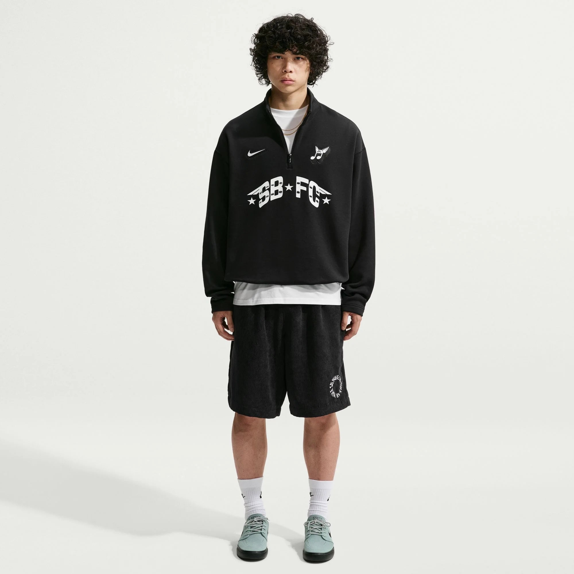 Nike SB Club 58 Skate 1 2 Zip Fleece Crew Neck Sweatshirt Black