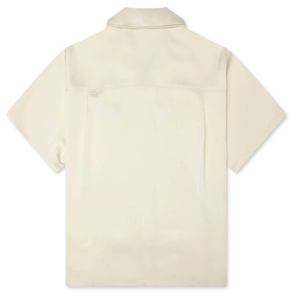Satin Chest Logo Camp Collar Sand