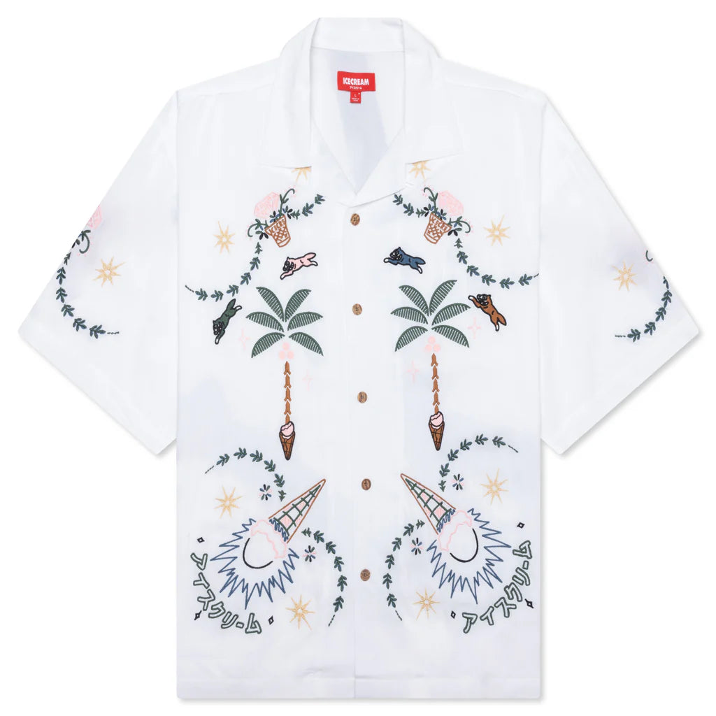 The Palms S S Woven Crop Fit White