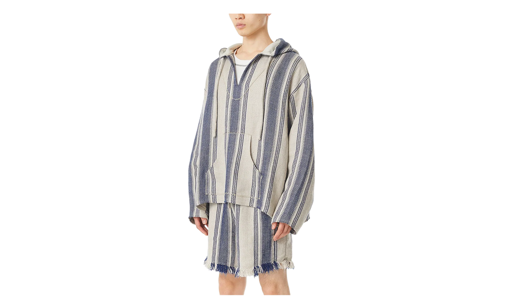 Stripe Linen Mexican Parka "Indigo" 963565