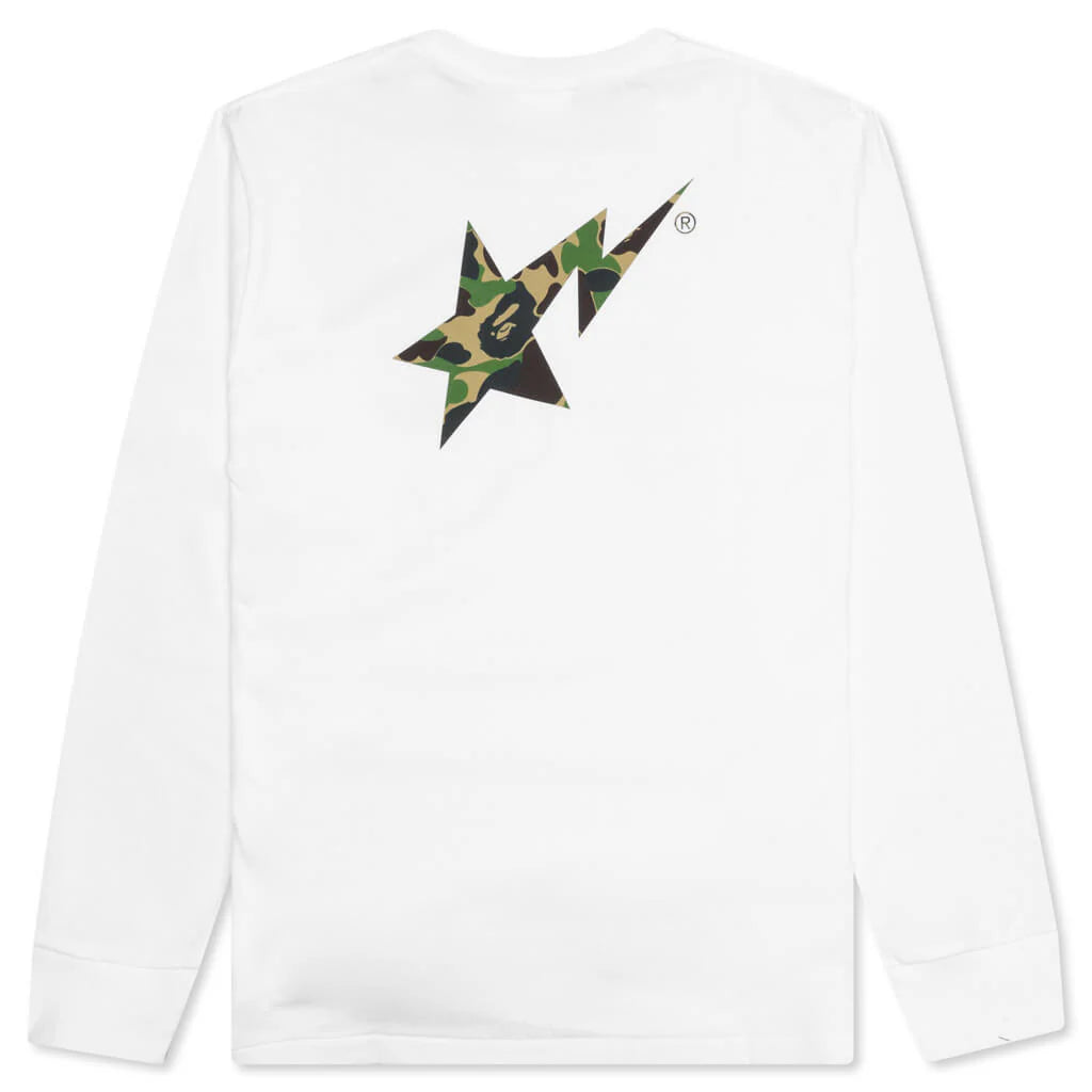 Abc Camo Bape Sta Logo L S Tee White Green