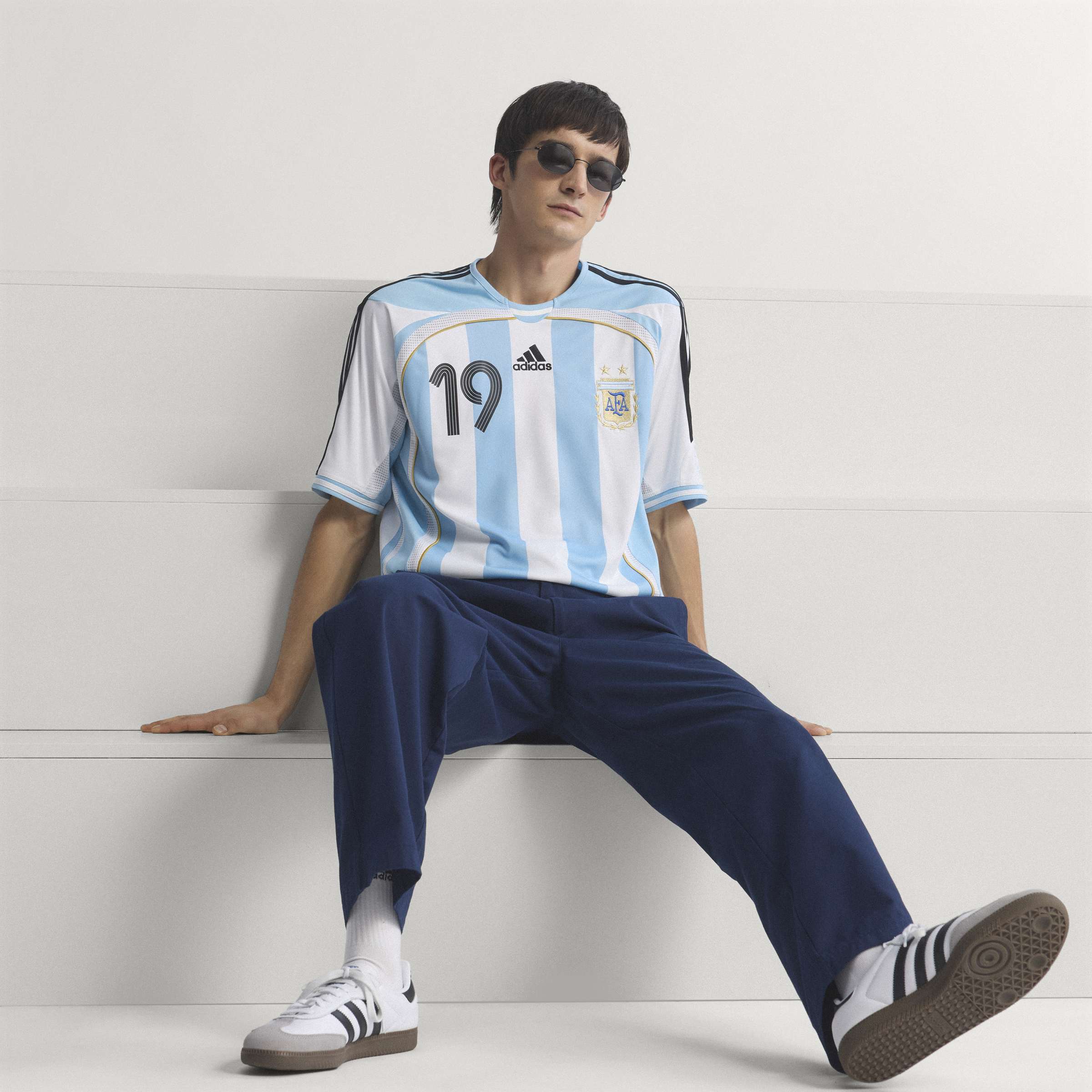 adidas Argentina Home Messi Mens Soccer Jersey 2006 White Sky Blue