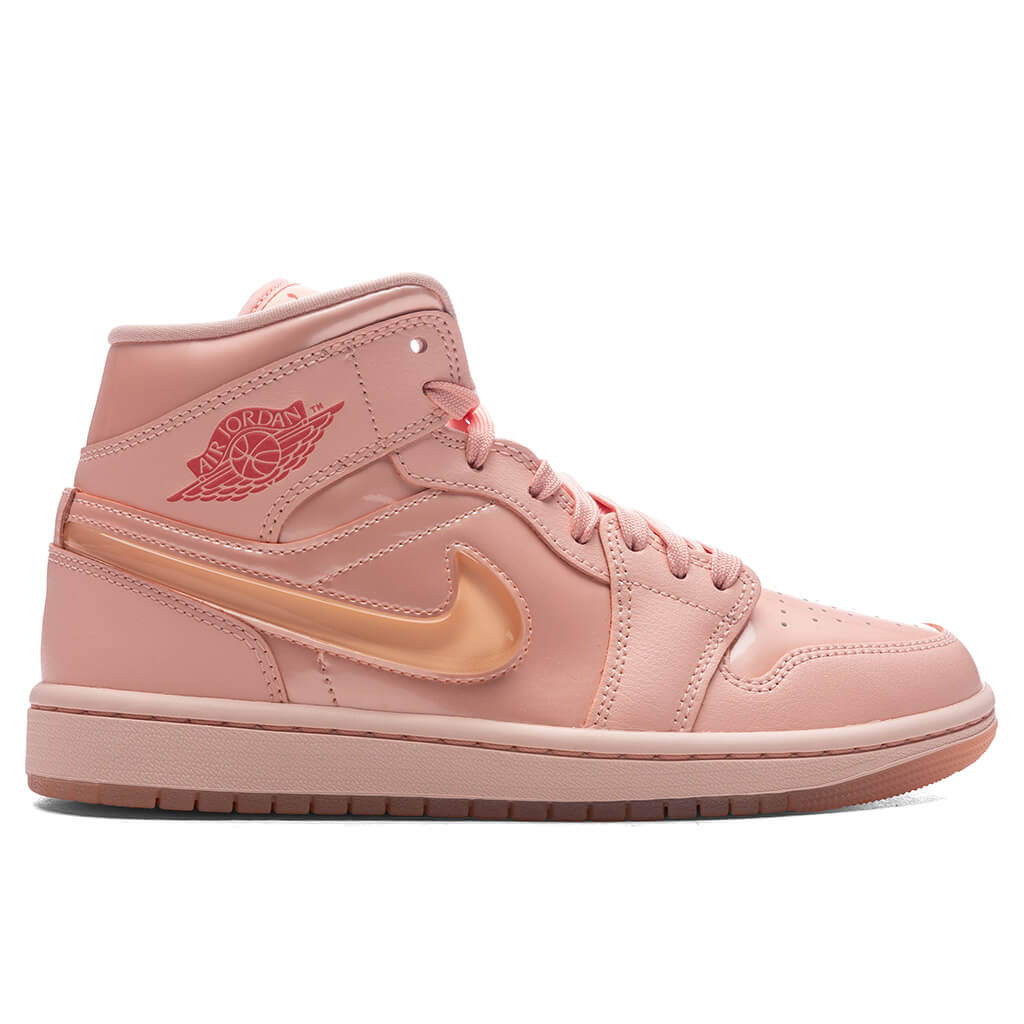 Womens Air Jordan 1 Mid Patent Valentines Day Washed Coral Pink Salt