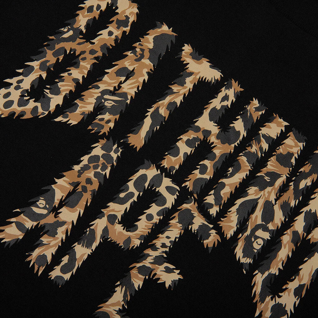 Wild Leopard Pattern NYC Logo Tee Black Beige