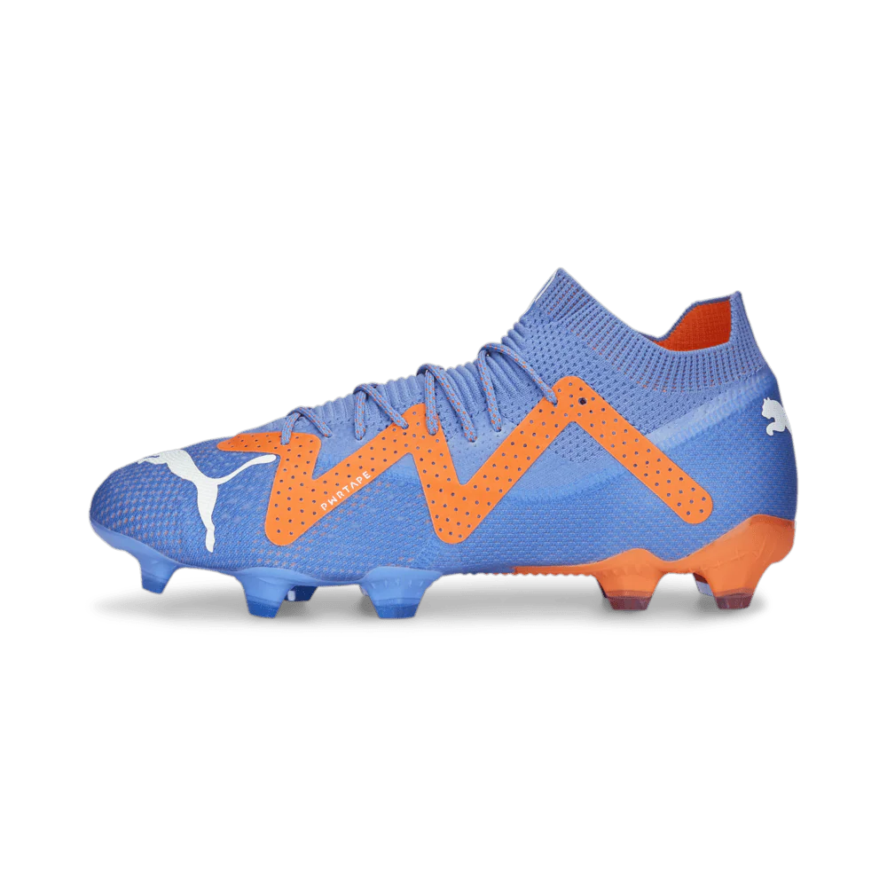 PUMA Future Ultimate FG AG Firm Ground Soccer Cleats Blue Glimmer White Ultra Orange