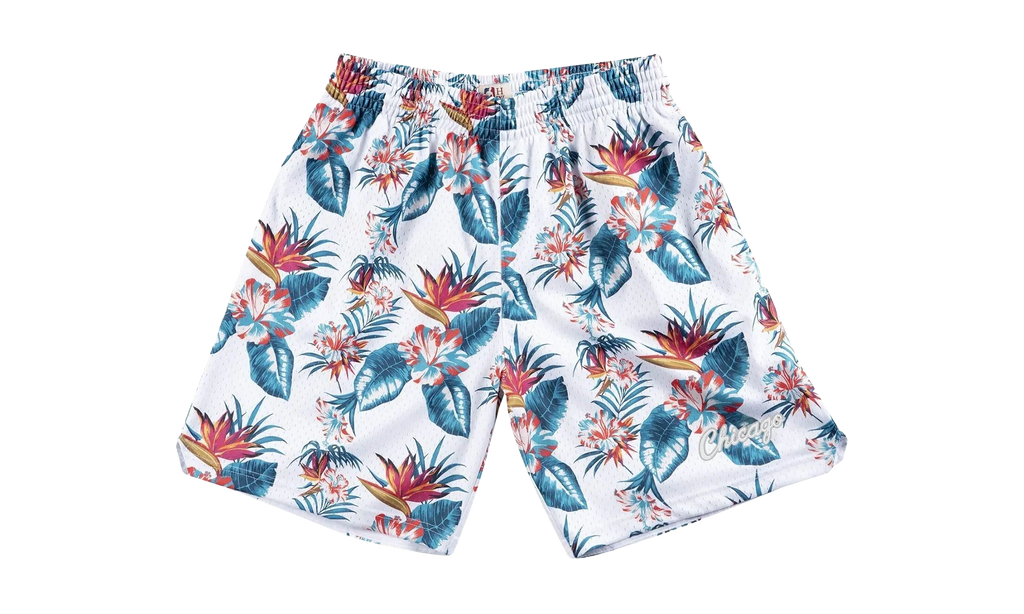 NBA Floral Mesh Shorts "Chicago Bulls - White" SHORMG18023 CBUPTWH1