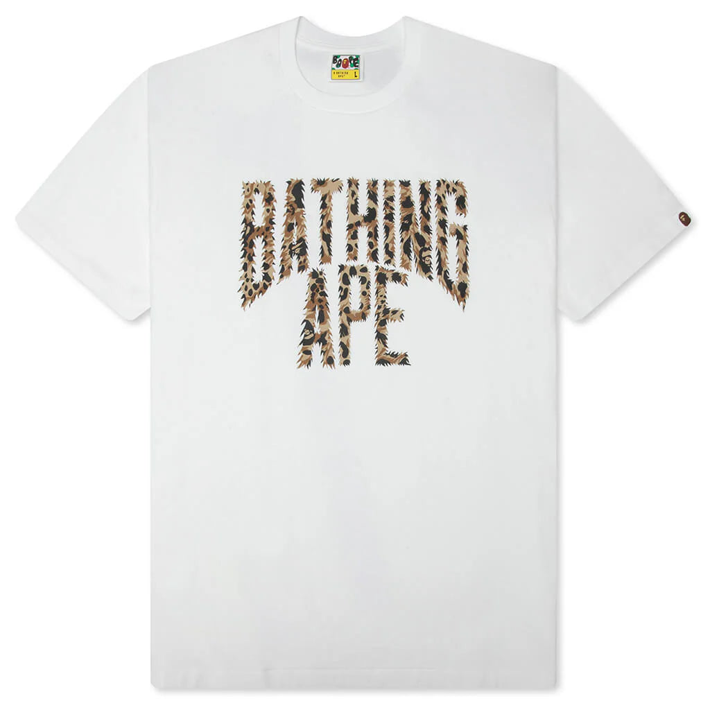 Wild Leopard Pattern NYC Logo Tee White Beige