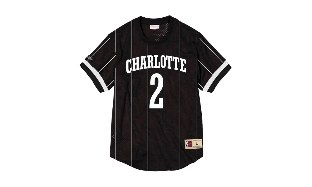 NBA Larry Johnson Name & Number Mesh Crewneck Shirt "Charlotte Hornets - Black" BA8X4G CHO K KVP