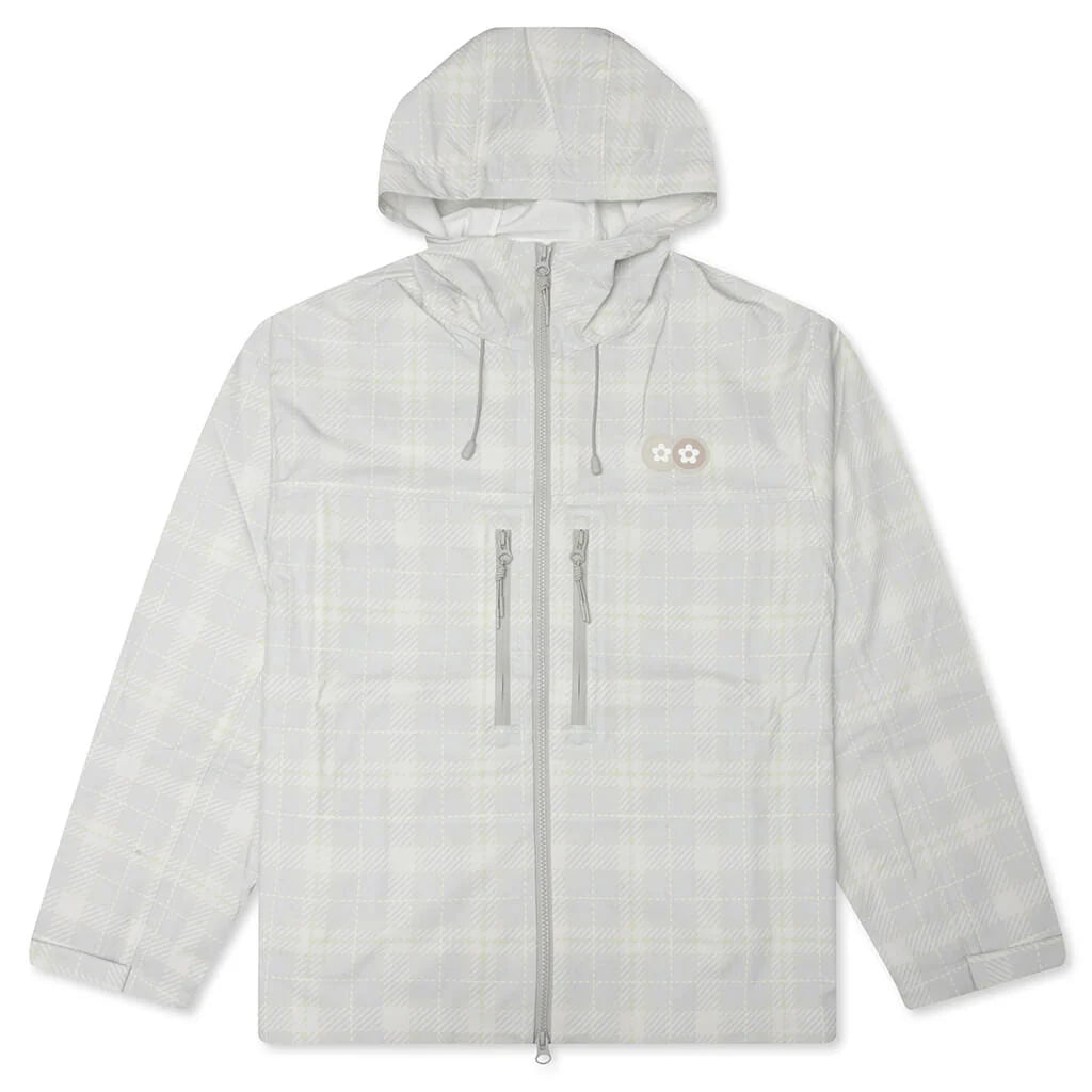 Plaid Windbreaker Jacket Cream