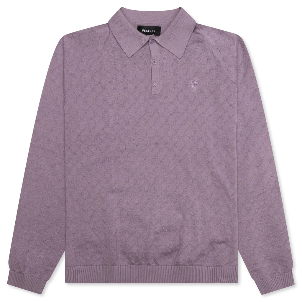 Hogan Pointelle Raglan Sleeve Sweater Polo Mauve