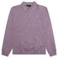 Hogan Pointelle Raglan Sleeve Sweater Polo Mauve