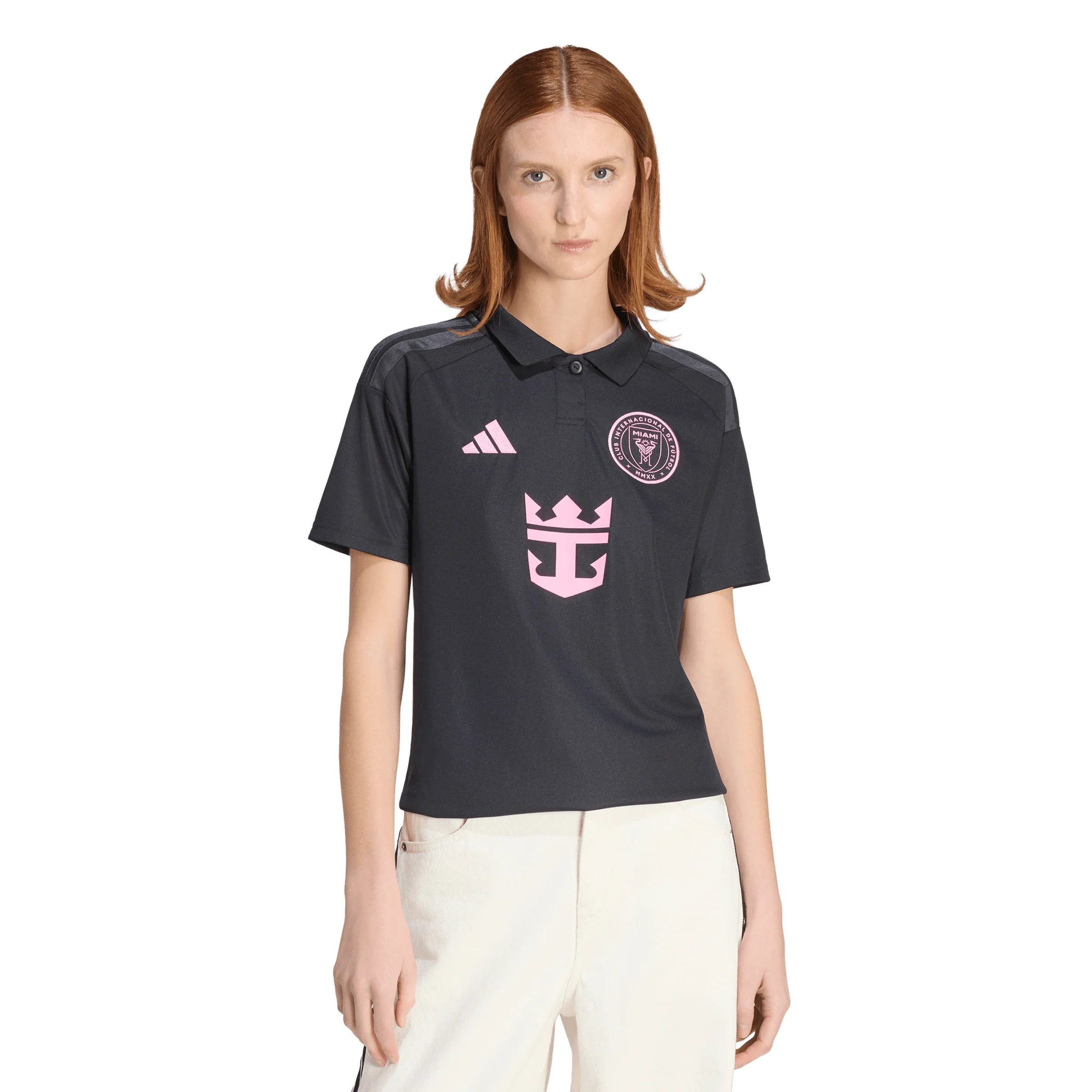 adidas Inter Miami CF Away Messi Womens Soccer Jersey 26 27 Black Pink