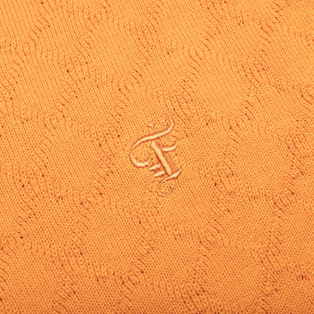 Hogan Pointelle Raglan Sleeve Sweater Polo Jasper Orange