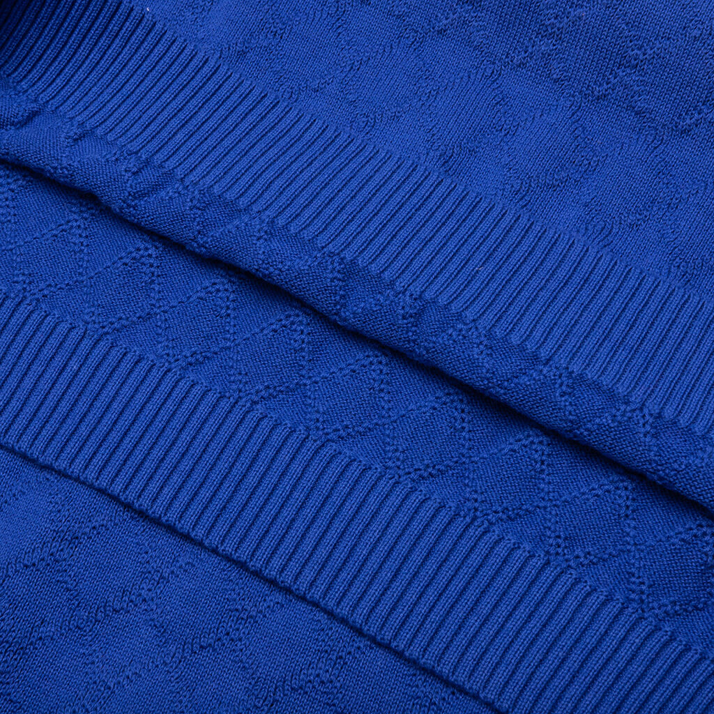 Hogan Pointelle Raglan Sleeve Sweater Polo Indeevar Blue