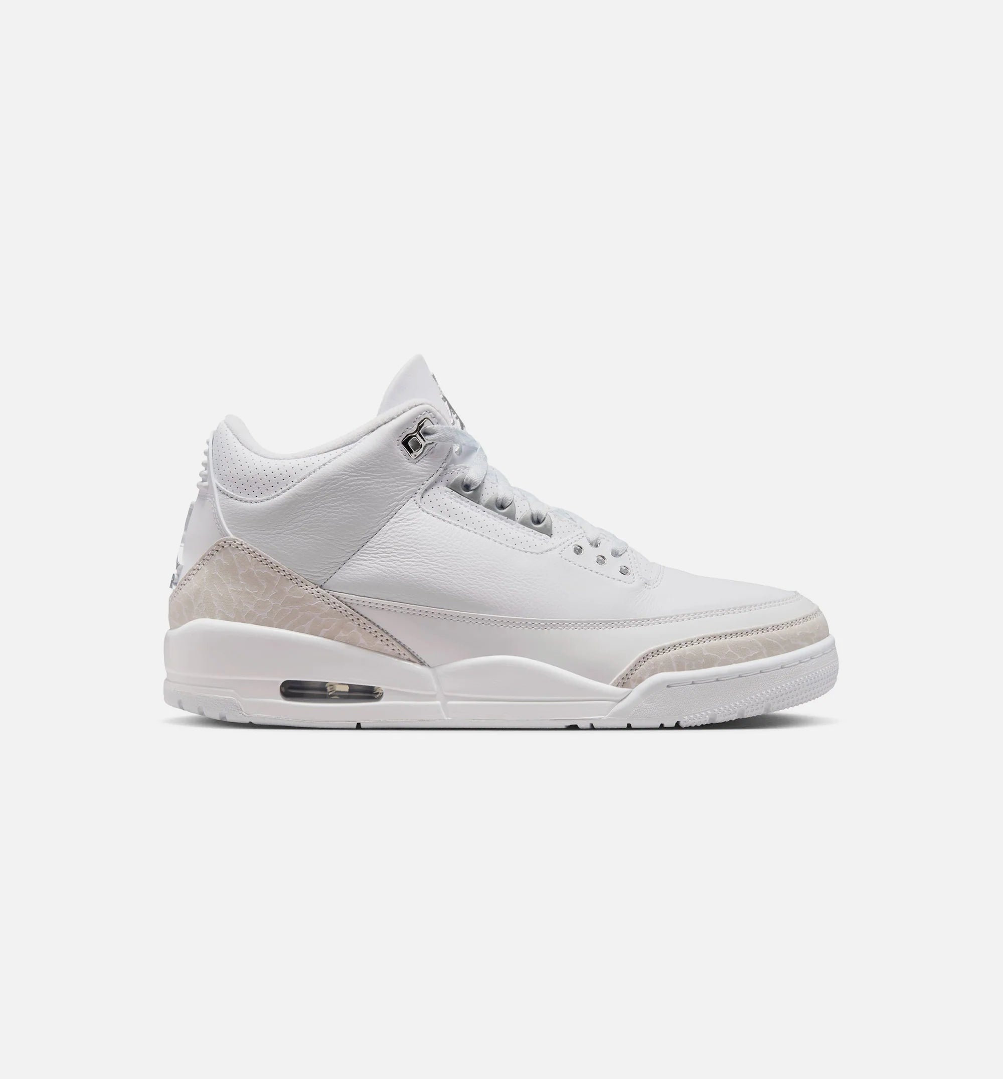 Air Jordan 3 Retro White And Silver Mens Lifestyle Shoe White Metallic Silver