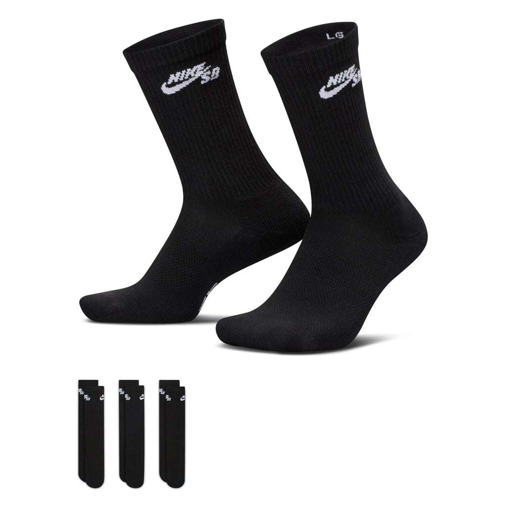Nike SB Everyday Elevated Black Skate Socks 3 Pairs