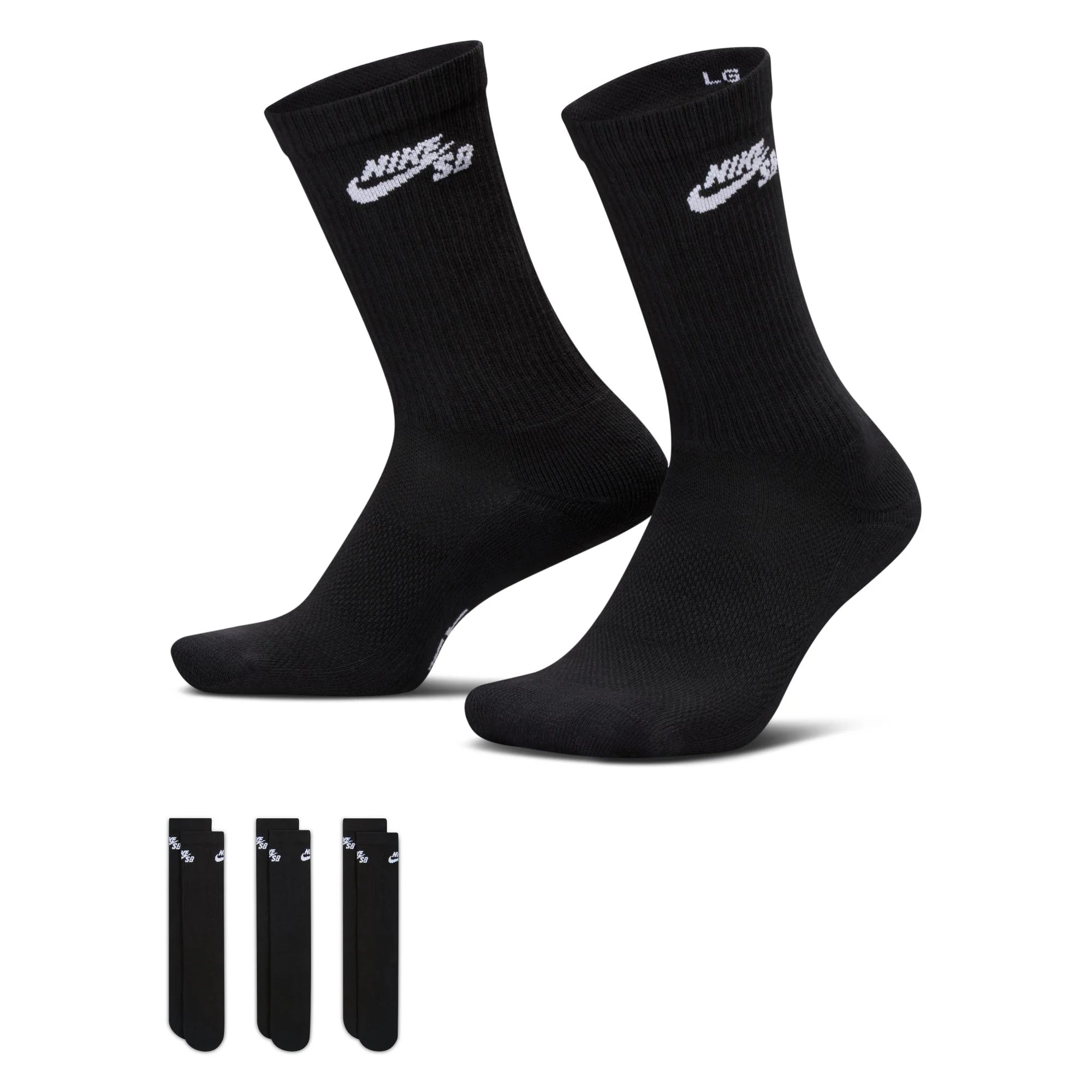Nike SB Everyday Elevated Black Skate Socks 3 Pairs