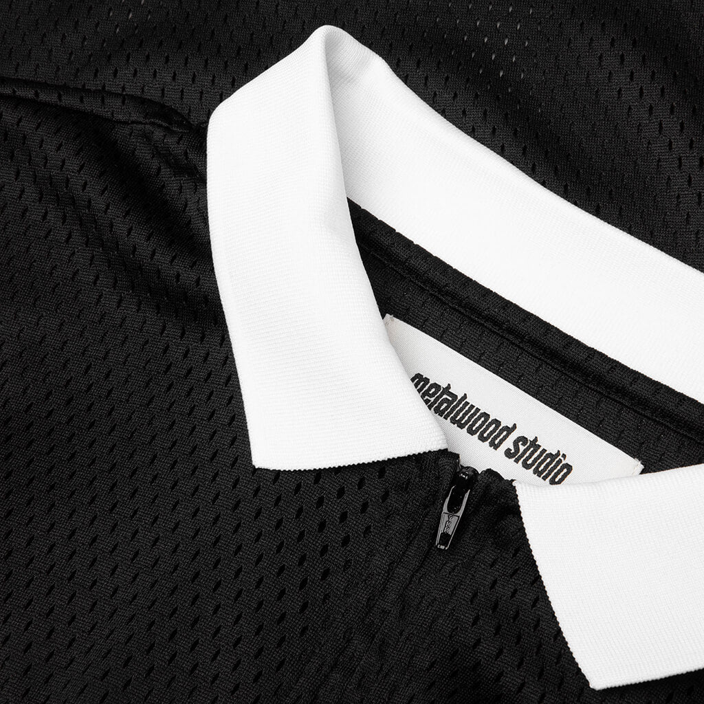 Quarter Zip Jersey Polo Black
