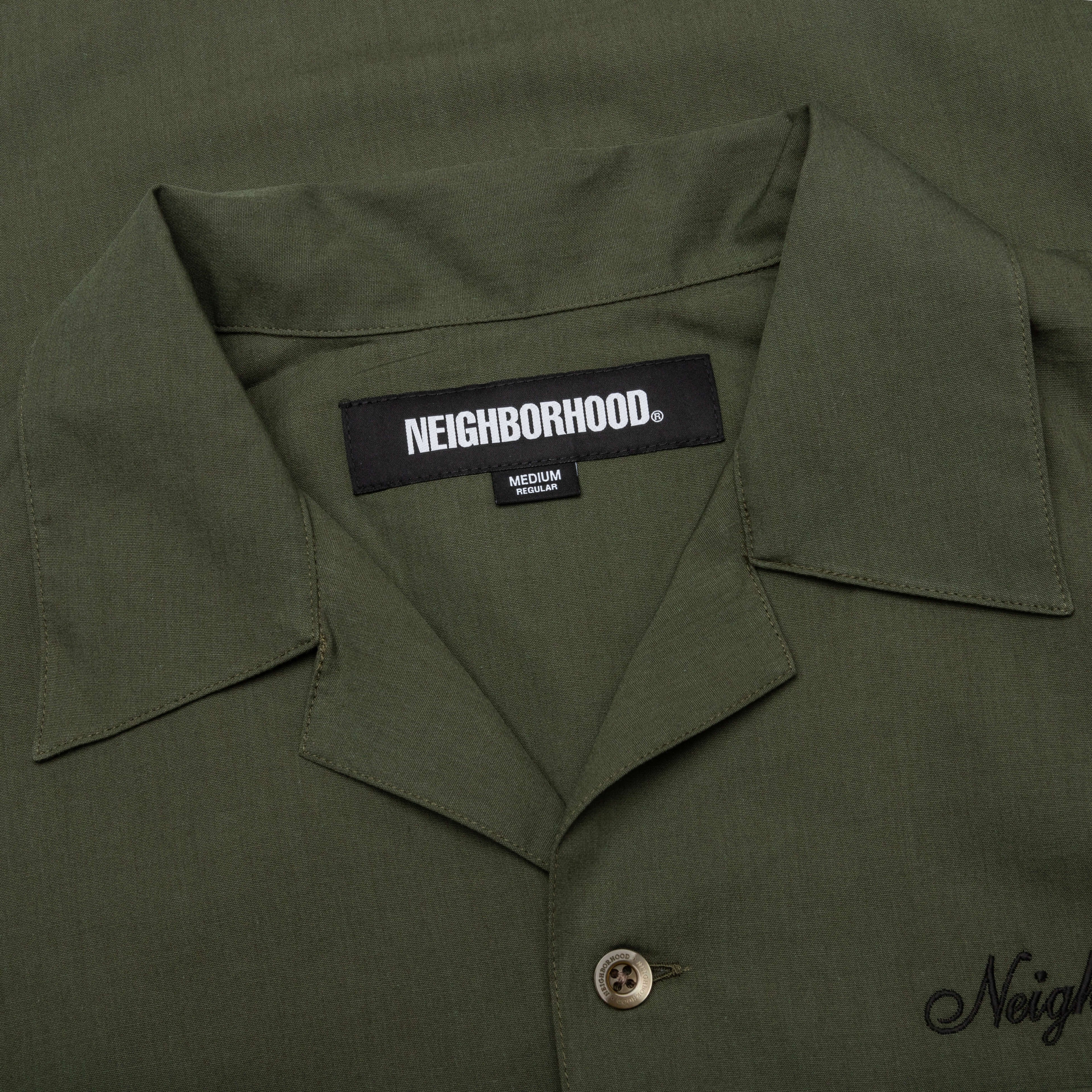 Solid Color Hawaiian S S Shirt Olive Drab