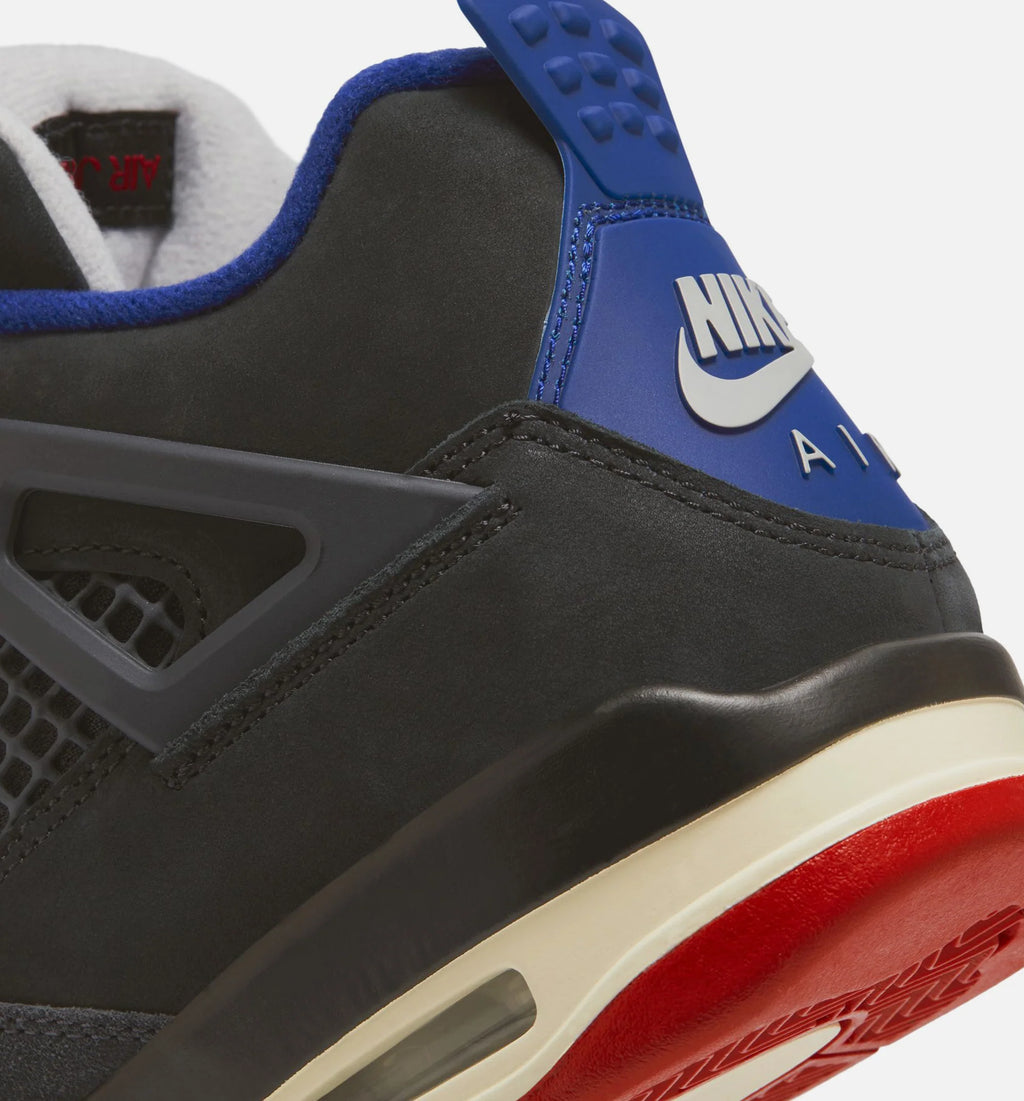 Air Jordan 4 Retro Rare Air Grade School Lifestyle Shoe Black Fire Red Deep Royal Blue
