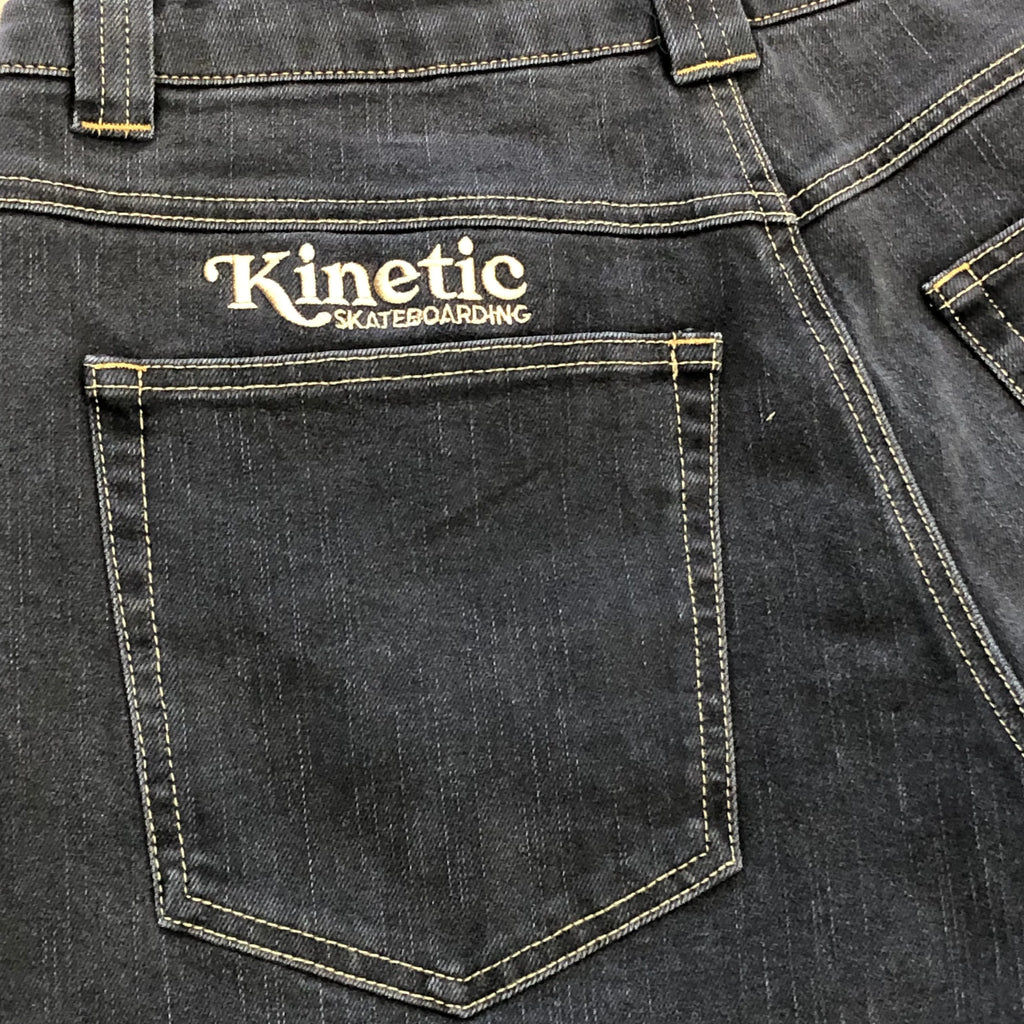Kinetic Embroidered Baggy Denim Pants Black Gold Stitch