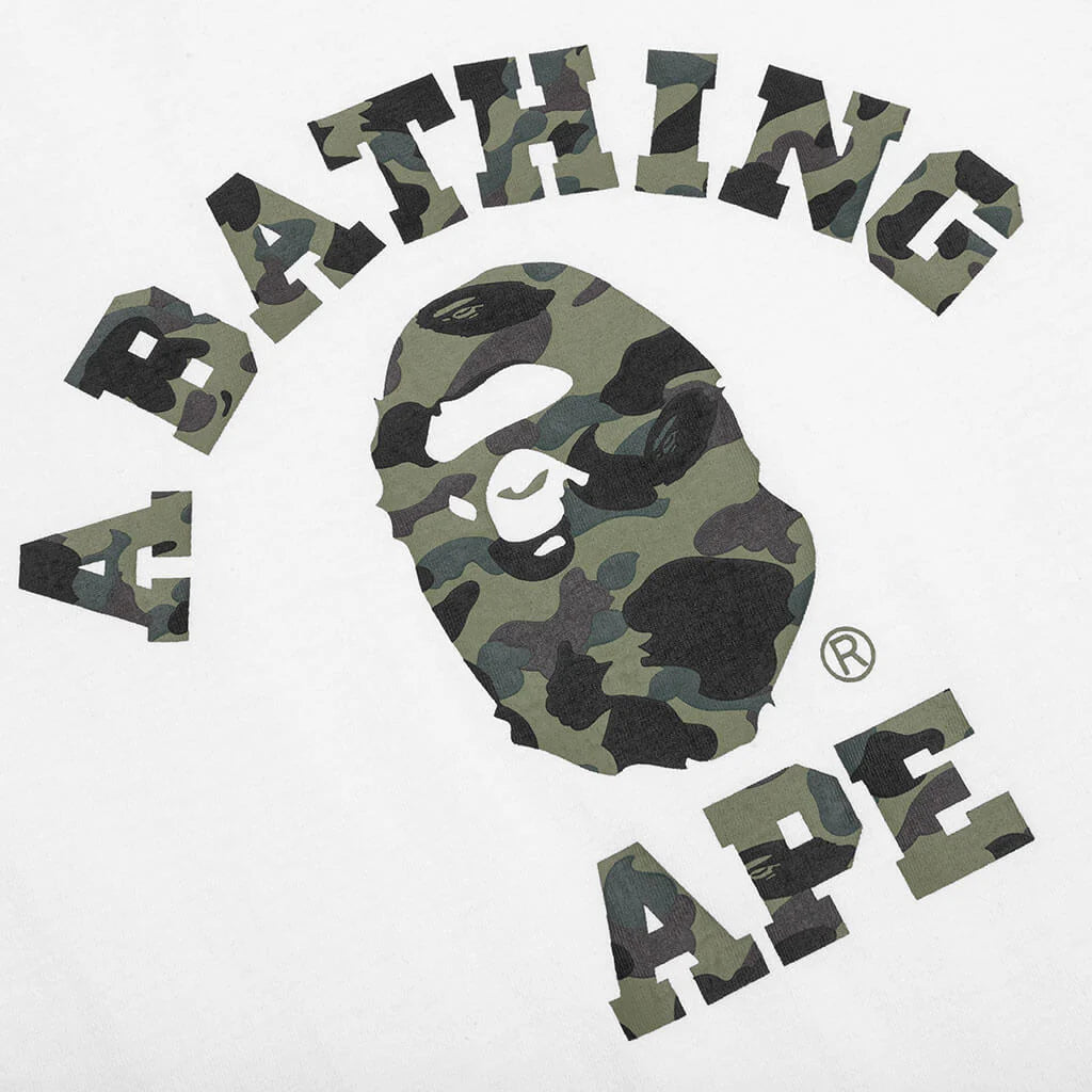 1st Camo College Long Sleeve Tee White Green