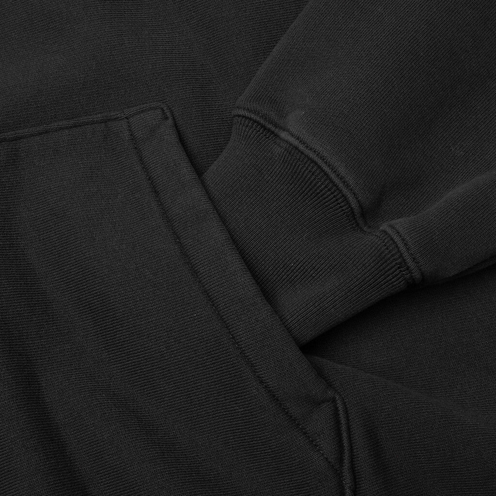 Raglan Zip Hoodie Washed Black