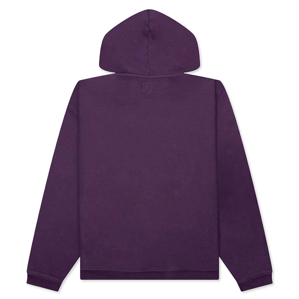 Embroidered Relaxed Hoodie Purple